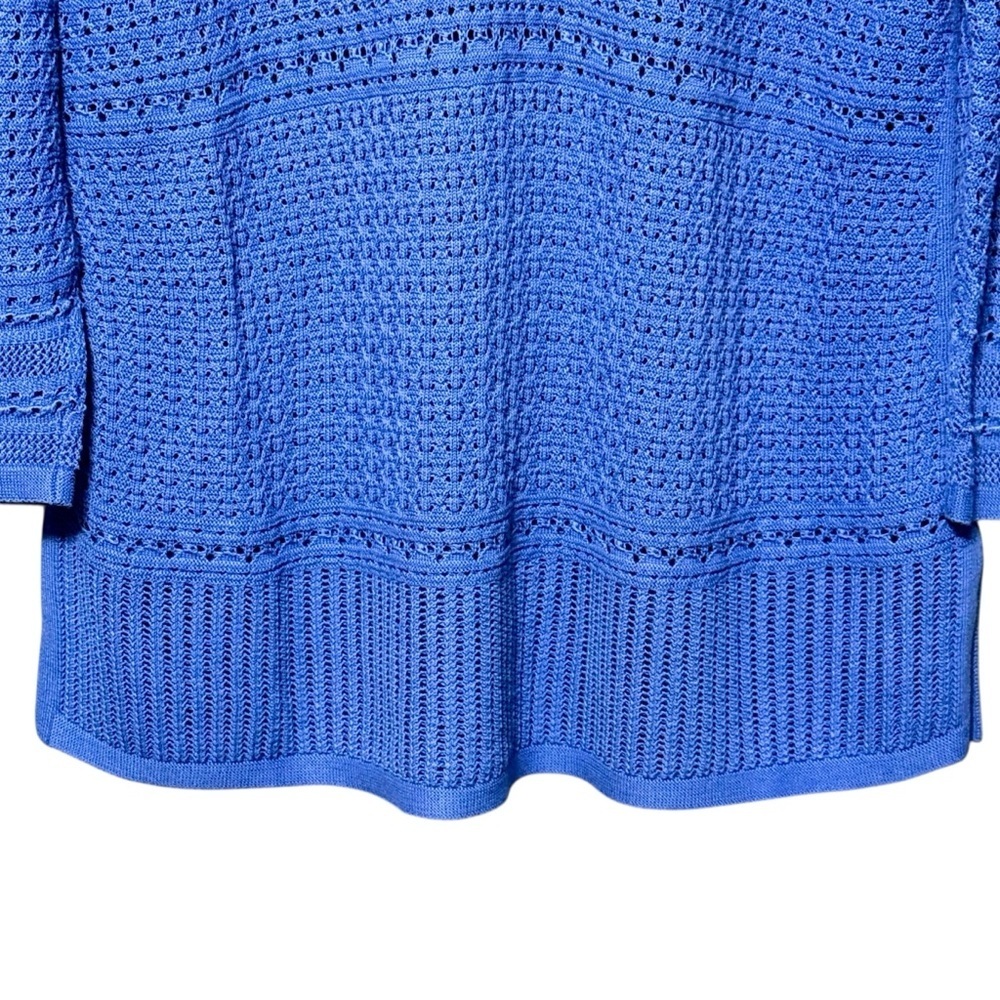 Talbots Open Weave Pointelle Split V-Neck Cotton … - image 5